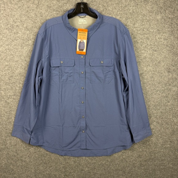 Eddie Bauer Tops - Eddie Bauer Mountain Ripstop Long Sleeve Top Blue XXL UPF 50+ Moisture Wicking